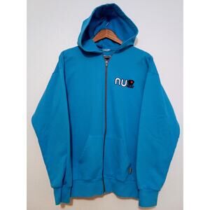 NU Campaign Hoodie Worn With Passion Logo Teal Full Zip Up SZ L Made in Israel